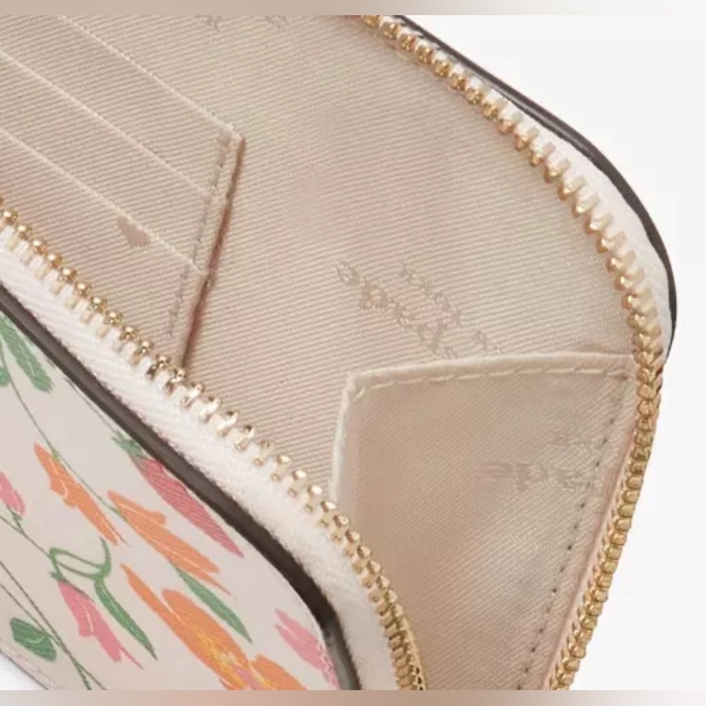 NWT: Kate Spade - Pink, Floral, Lucy Garden Medium L-zip Wristlet - Picture 5 of 6